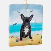 Franse Bulldog op Beach Keramisch Ornament (Rechts)