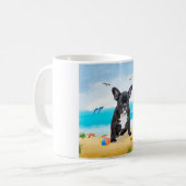 Franse Bulldog op Beach Koffiemok (Voorkant links)