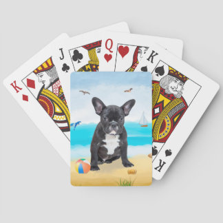 Franse Bulldog op Beach Pokerkaarten