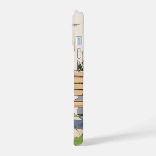 Franse Bulldog op een bankje iPhone 15 Hoesje (Linkerkant)