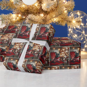 Franse Bulldog op een rode stoel Cadeaupapier
