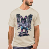 Franse Bulldog op een skateboard T-shirt (Voorkant)