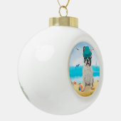 Franse Bulldog op het strand Keramische Bal Ornament (Links)