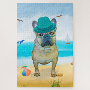 Franse Bulldog op het Strand Legpuzzel