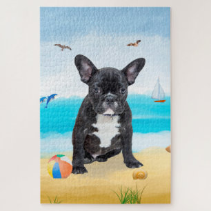 Franse Bulldog op het Strand Legpuzzel