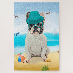 Franse Bulldog op het Strand Legpuzzel