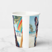 Franse Bulldog op het strand, zomercadeau voor hon Papieren Bekers (Links)