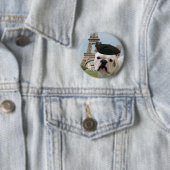 Franse Bulldog op Paris knop Ronde Button 5,7 Cm (In situ)