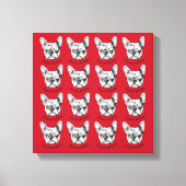 Franse Bulldog op red Stretched Canvas Print (Voorkant)