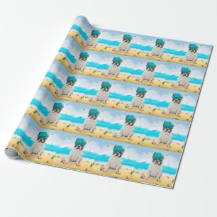 Franse Bulldog op Strand Cadeaupapier