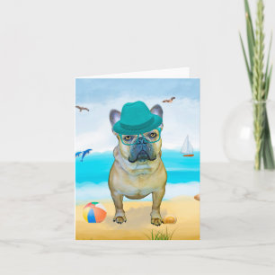 Franse Bulldog op Strand Kaart