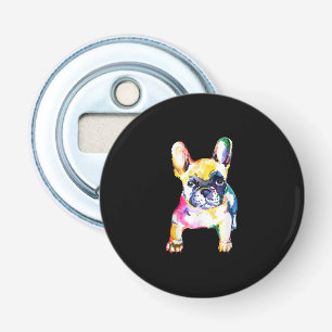 Franse Bulldog Originele Waterverf Tekening Gift Button Flesopener