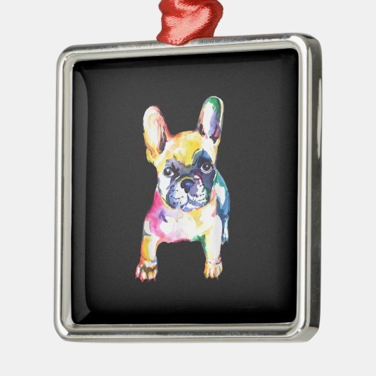 Franse Bulldog Originele Waterverf Tekening Gift Metalen Ornament (Links)