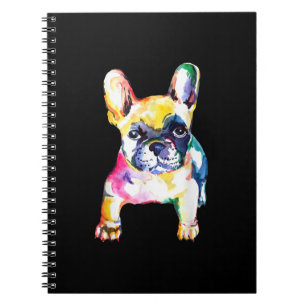 Franse Bulldog Originele Waterverf Tekening Gift Notitieboek