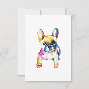 Franse Bulldog Originele Waterverf Tekening Gift RSVP Kaartje