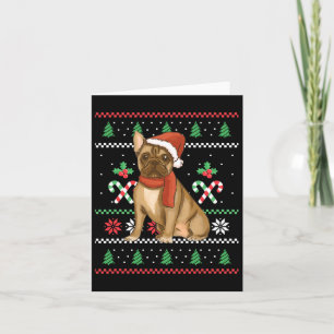 Franse Bulldog Outfit Kerstmis Kaart