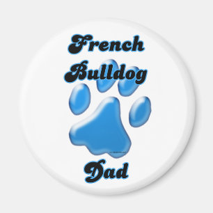 Franse Bulldog Papa Blauwe Pawprint - Magneet