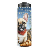 Franse Bulldog: Parijse Café Charm Thermosbeker (Voorkant)