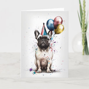 Franse Bulldog Party Wenskaart Bedankkaart