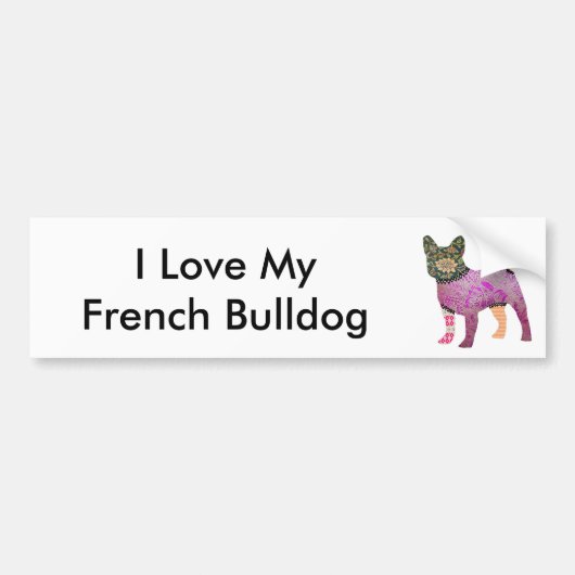 Franse Bulldog Patchwork Pet Bumpersticker (Voorkant)