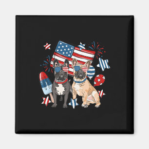 Franse Bulldog Patriottische Frenchie 4 juli Veren Magneet