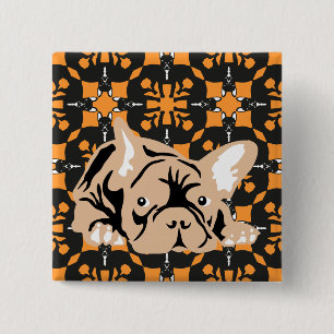 Franse Bulldog patroon Vierkante Button 5,1 Cm