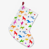 Franse Bulldog Pattern stoppen Grote Kerstsok (Voorkant (Hangend))