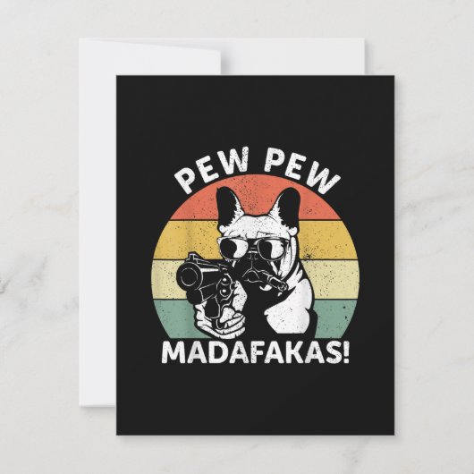 Franse Bulldog Pew Pew Madafakas Crazy Pew Bedankkaart (Voorkant)