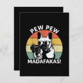 Franse Bulldog Pew Pew Madafakas Crazy Pew Bedankkaart (Voorkant / Achterkant)