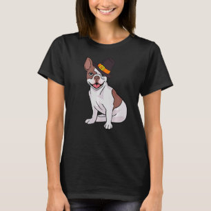 Franse Bulldog Pilgrim Pet Thanksgiving Day Cute D T-shirt