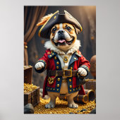 Franse Bulldog Pirate Bold Captain Poster (Voorkant)