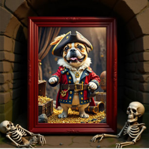 Franse Bulldog Pirate Bold Captain Poster