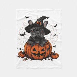 Franse Bulldog Pompoen Halloween Thanksgiving Mann Fleece Deken