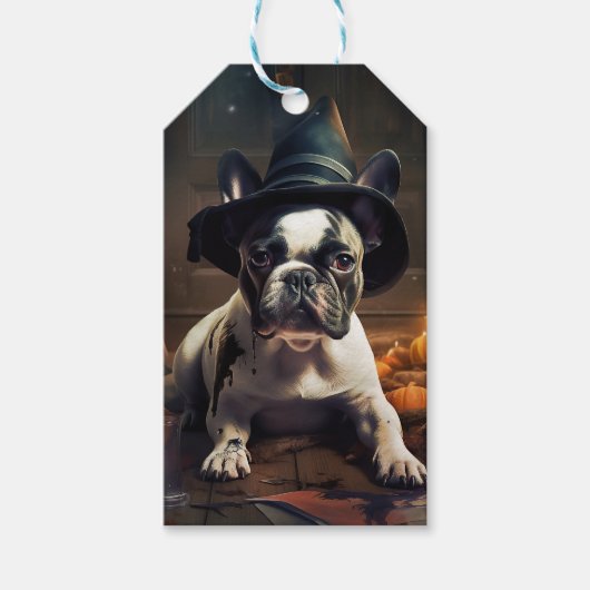 Franse Bulldog pompoenen Halloween eng Cadeaulabel (Voorkant)