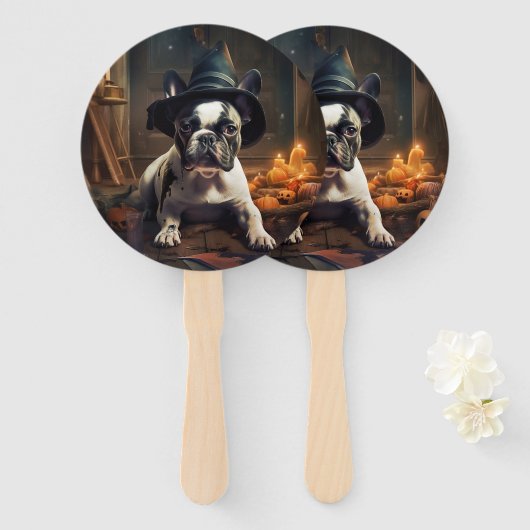 Franse Bulldog pompoenen Halloween eng Handwaaier (Voorkant en achterkant)