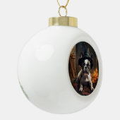 Franse Bulldog pompoenen Halloween eng Keramische Bal Ornament (Links)