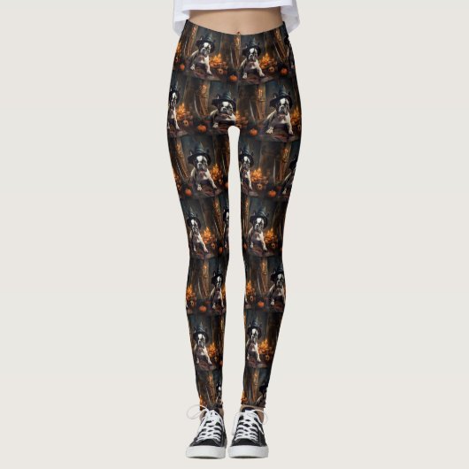 Franse Bulldog pompoenen Halloween eng Leggings (Voorkant)