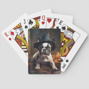 Franse Bulldog pompoenen Halloween eng Pokerkaarten