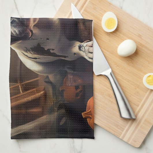 Franse Bulldog pompoenen Halloween eng Theedoek (Quarter Fold)