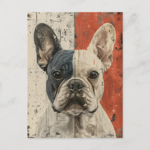 Franse Bulldog portret vintage kunstwerk Briefkaart