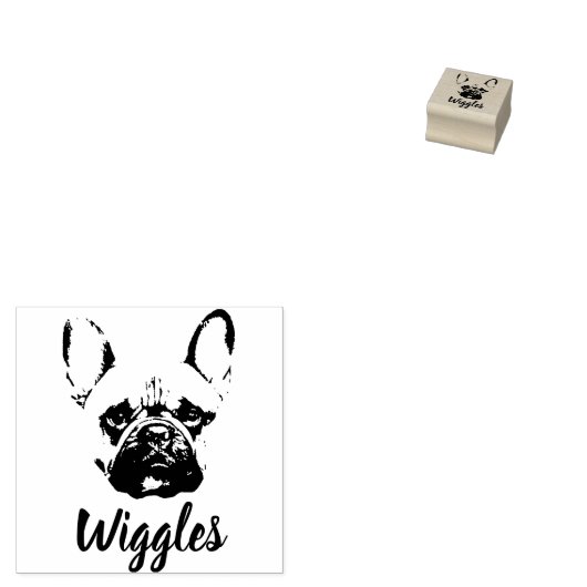 Franse Bulldog Print Aangepaste Naam Handtekening Rubberstempel (Gestempeld)