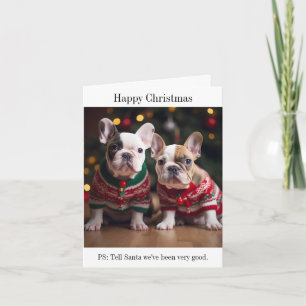 Franse Bulldog Puppies Kerstmis Kaart