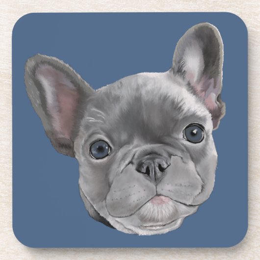 Franse bulldog Puppy Bier Onderzetter (Voorkant)