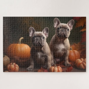 Franse Bulldog Puppy Herfst Plezier Pompoen Legpuzzel