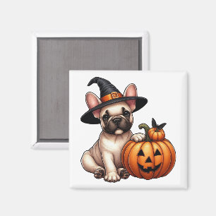 Franse Bulldog Puppy in Heks Pet met Pompoen Magneet