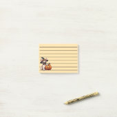 Franse Bulldog Puppy in Heks Pet met Pompoen Post-it® Notes (Op bureau)