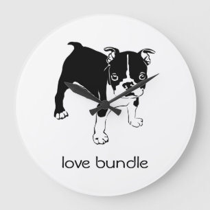 Franse Bulldog Puppy Love Bundle Clock Grote Klok