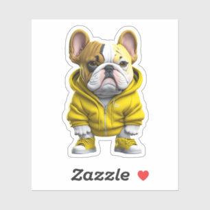 Franse bulldog puppy met sticker