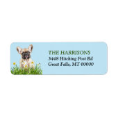 Franse Bulldog Puppy narcis tuin Etiket (Voorkant)