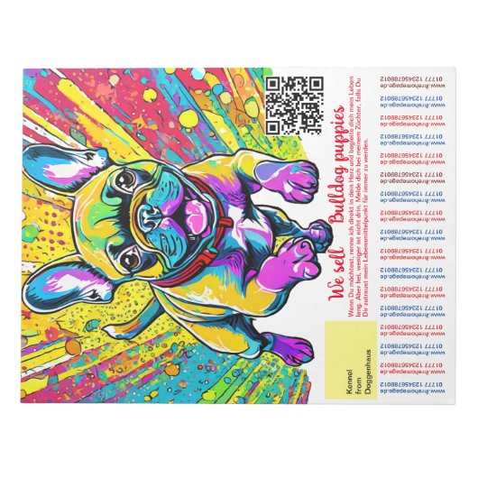 Franse Bulldog Puppy scheur af flyer Notitieblok (Voorkant)